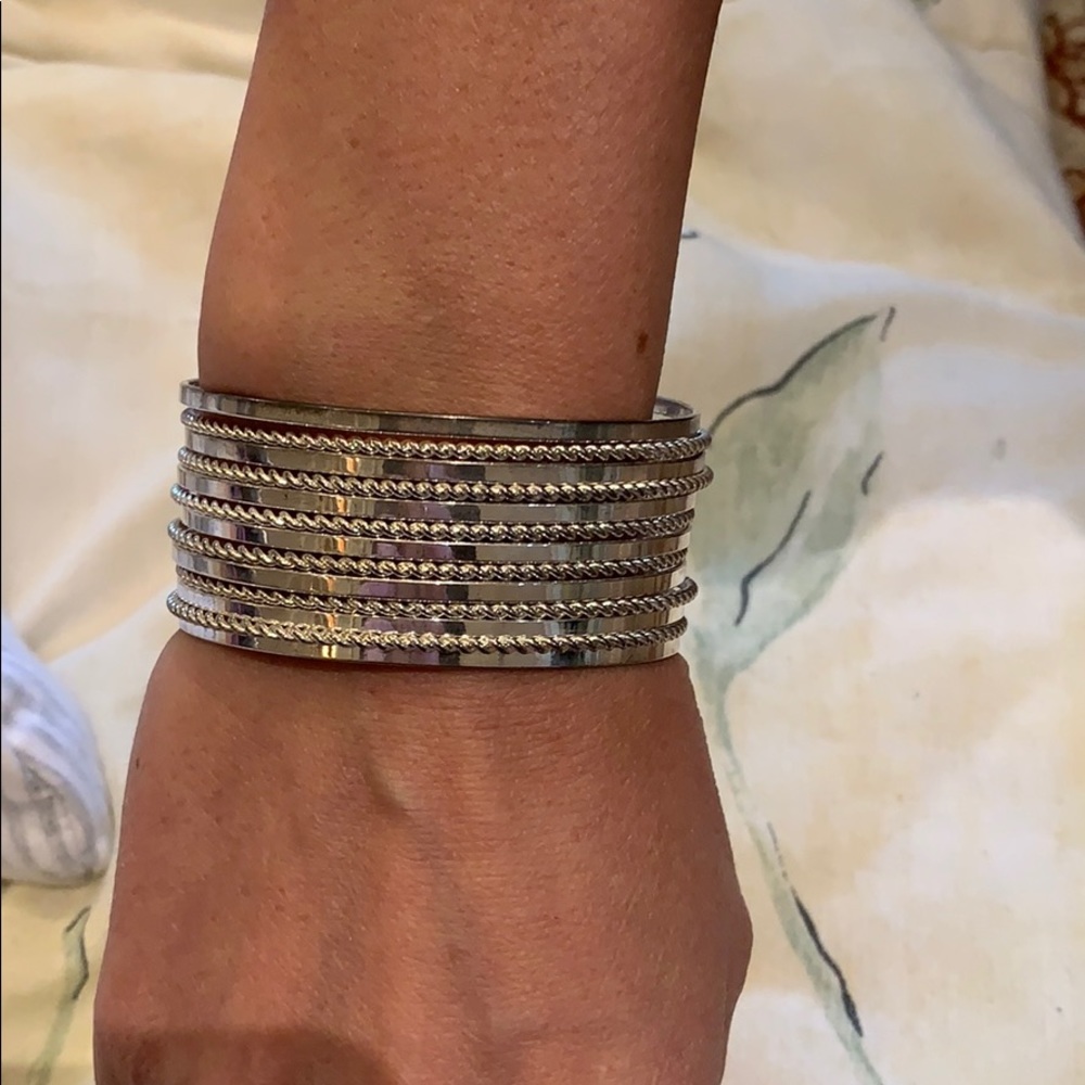 Sterling Silver Multi Layered Bangle Bracelet - image 3